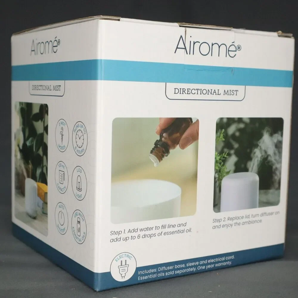 Airome Ultrasonic Lighted Oil Diffuser Intermittent 8 hrs white W/2 oils